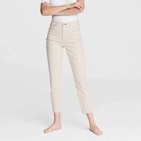 NWOT Rag & Bone Nina High Rise Ankle Slim Straight Cigarette Jeans Ecru Denim 32 - Picture 1 of 11